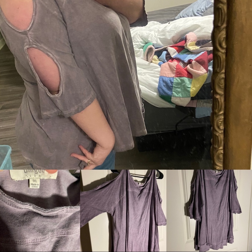 CUTE cold shoulder light purple blouse in 1X